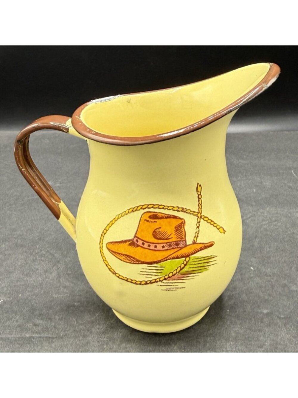 Vintage Monterrey Western Ware Creamer Cowboy Enamelware Mexico 1950s - Picture 3 of 10
